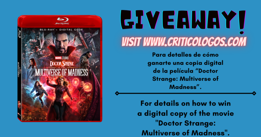 [SORTEO/GIVEAWAY] Marvel Studios, y Criticologos.com te regalan una copia digital de la película “Doctor Strange: Multiverse of Madness”. Visita www.criticologos.com para detalles de cómo participar. #GiveawayAlert #DoctorStrange #MultiverseOfMadness