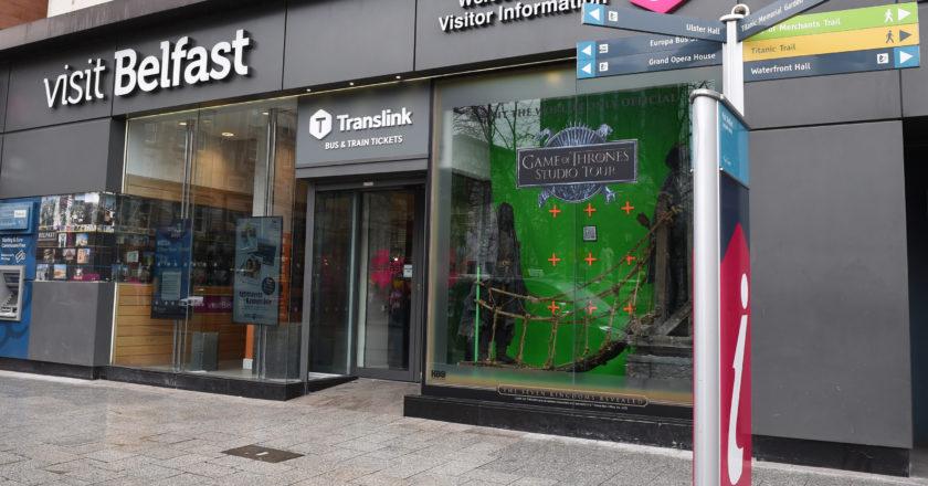 Game of Thrones Studio Tour creates a dramatic scene for tourists with new window display at Visit Belfast Welcome Centre